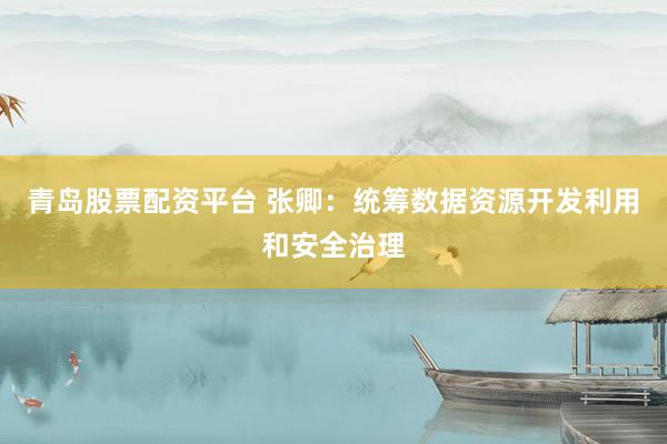 青岛股票配资平台 张卿：统筹数据资源开发利用和安全治理